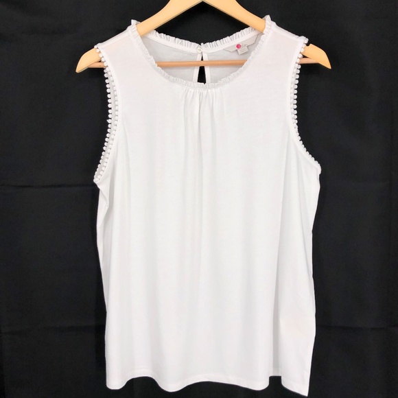 Boden Womens Tank Top Blouse Size 10 Solid White Sleeveless Classic Minimalist - Picture 1 of 11